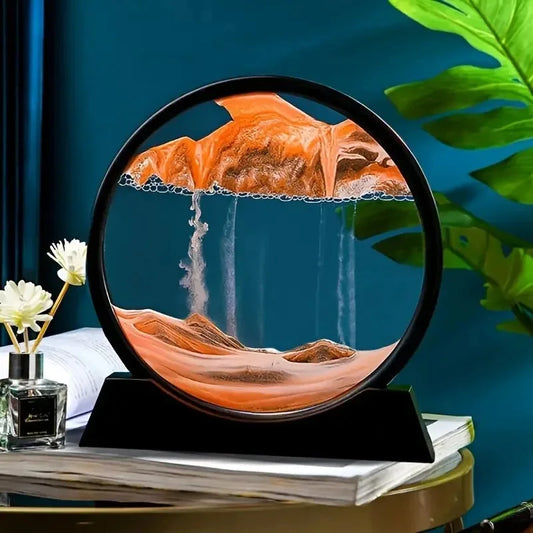 3D Hourglass Quicksand Moving Sand Art Picture Round Glass Deep Sea Sandscape Craft Flowing Painting Office Hom