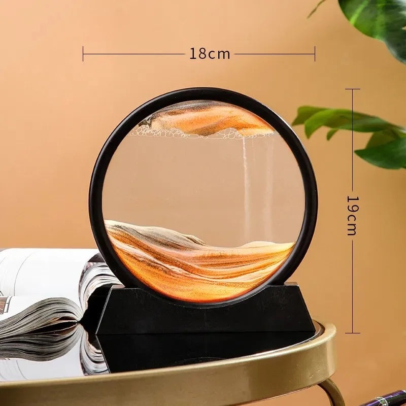 3D Hourglass Quicksand Moving Sand Art Picture Round Glass Deep Sea Sandscape Craft Flowing Painting Office Hom