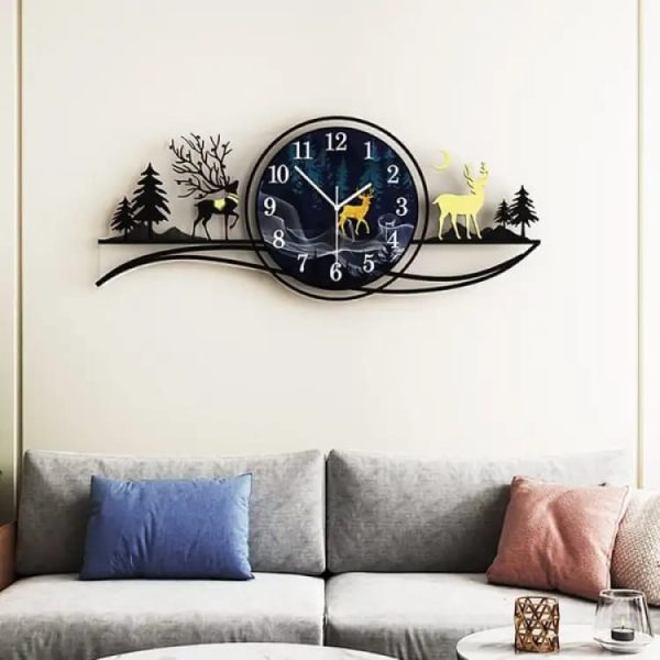 3D Forest Glow Clock – Blue Jungle LED Wall Clock for Bedroom & Living Room